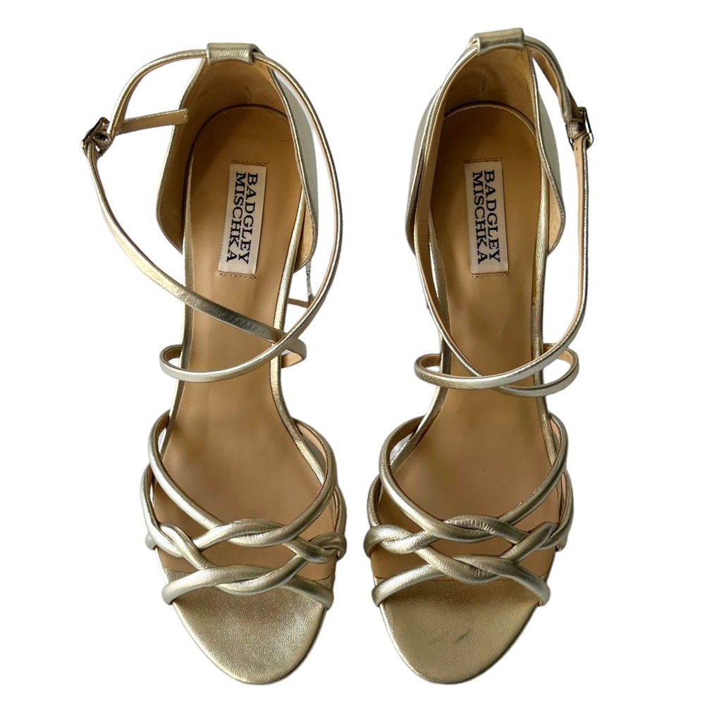 Badgley Mischka Soria Metallic Rhinestone Heels | 9 - Picture 4 of 11